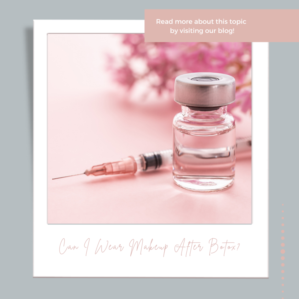 botox serum and needle in front of blurred flower background